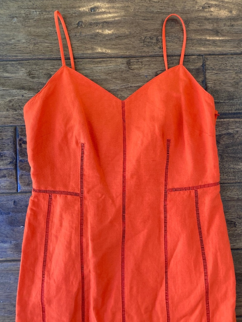 Banana Republic Linen Blend Midi Dress Sz 6 Orange Spring Party Wedding Guest - Picture 2 of 9